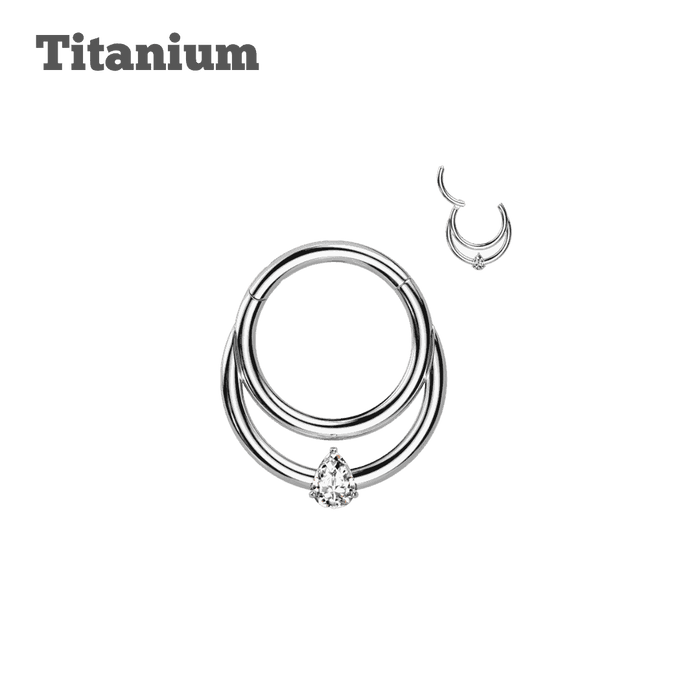 steel color titanium studded double hinged hoop