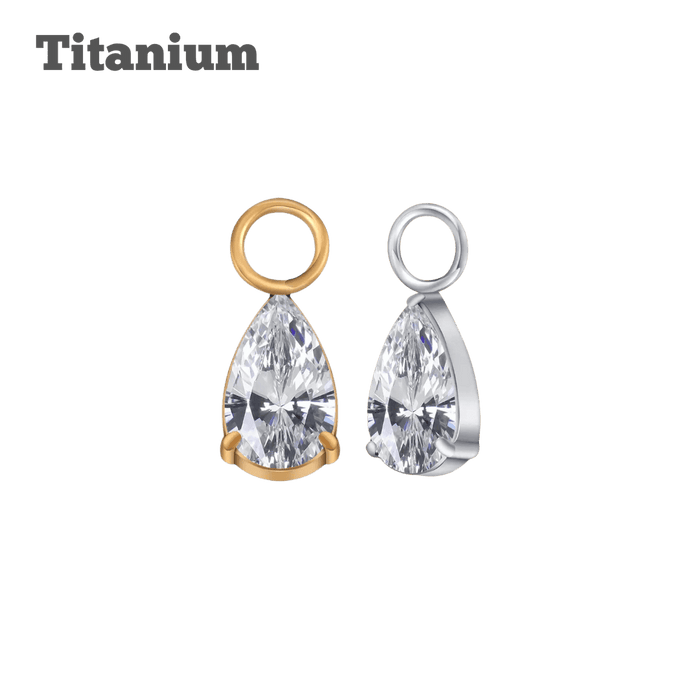 Titanium Teardrop Gem Charm