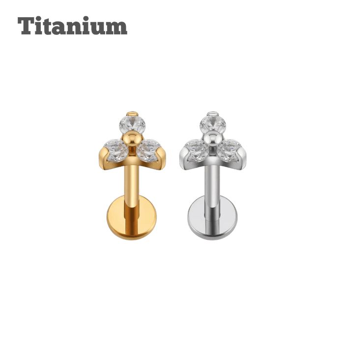 trinity crystal gem threadless titanium labret ear piercing jewelry
