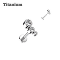 steel color titanium triple bezeled gem threaded labret