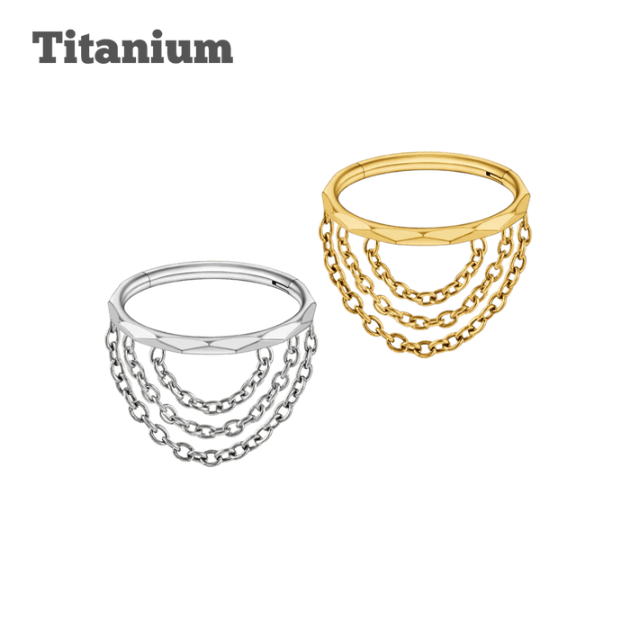 titanium triple chained hinged hoop earring