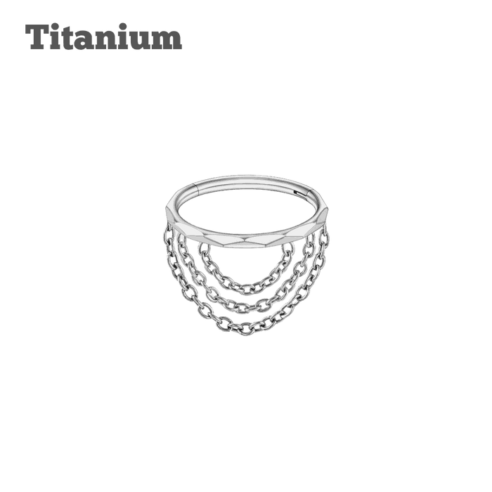 steel color titanium hinged hoop triple chained