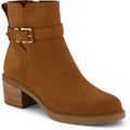 TOMS Hailey Buckle Leather Women's Amber Brown Heeled Ankle Boots