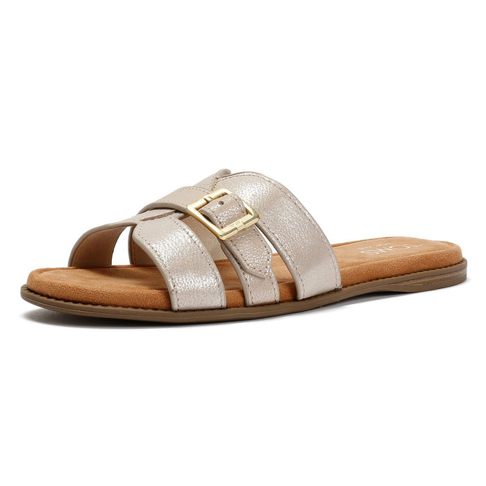 TOMS Sol Mule Leather Women's Champagne Sandals