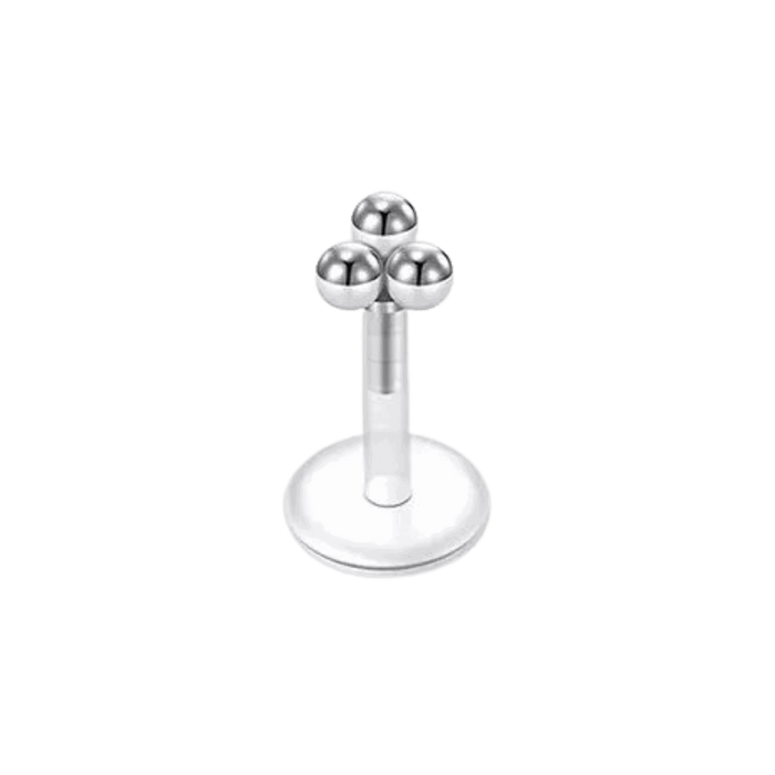 steel color trinity ball silicon plastic labret