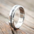 "VERTIGO" - MOONSTONE WEDDING RING - TITANIUM - SIZE 7-Staghead Designs
